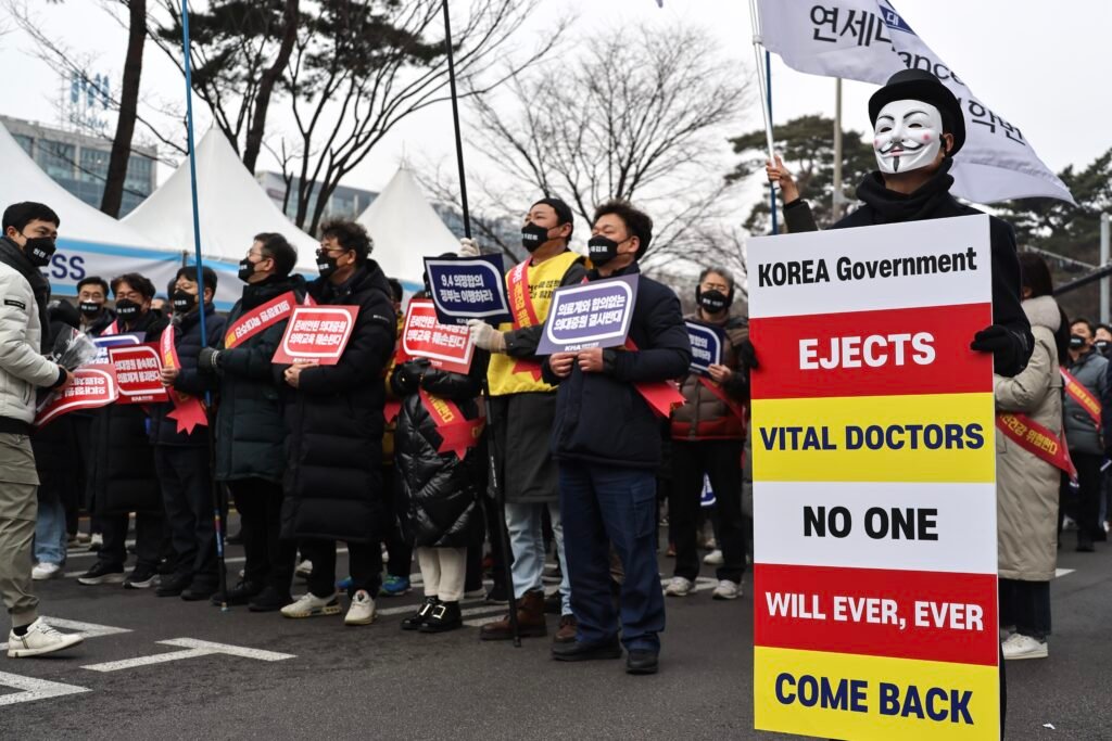 South Korea has taken action sanctions against approximately 7,000 doctors who went on strike